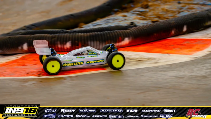 Aaron Mitchell's Team Associated RC car at the JConcepts INS16 Hoosier Hobbyplex Finals