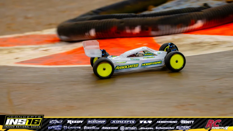 Aaron Mitchell's Team Associated RC car at the JConcepts INS16 Hoosier Hobbyplex Finals
