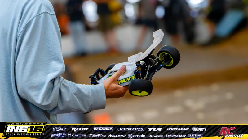 Aaron Mitchell's Team Associated RC car at the JConcepts INS16 Hoosier Hobbyplex Finals