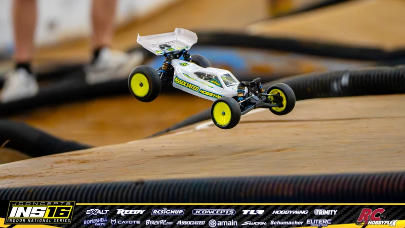 Aaron Mitchell's Team Associated RC car at the JConcepts INS16 Hoosier Hobbyplex Finals