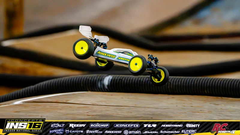 Aaron Mitchell's Team Associated RC car at the JConcepts INS16 Hoosier Hobbyplex Finals