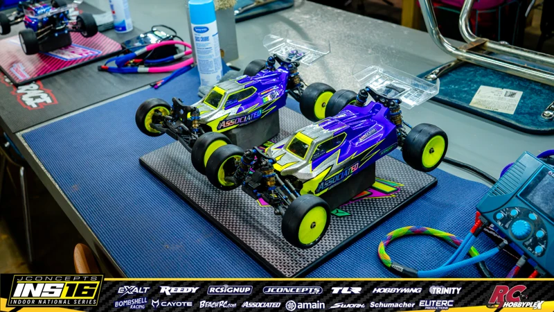 Adam Chodara's Team Associated RC car at the JConcepts INS16 Hoosier Hobbyplex Finals