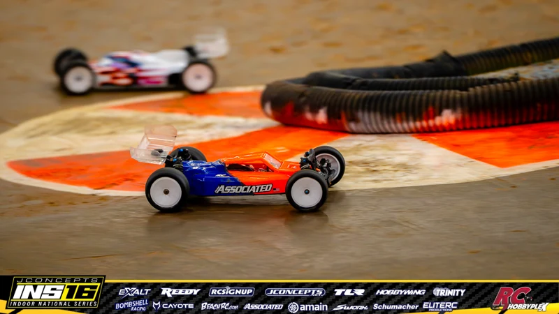 Adam McKown's Team Associated RC car at the JConcepts INS16 Hoosier Hobbyplex Finals