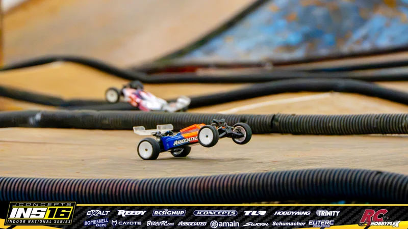 Adam McKown's Team Associated RC car at the JConcepts INS16 Hoosier Hobbyplex Finals