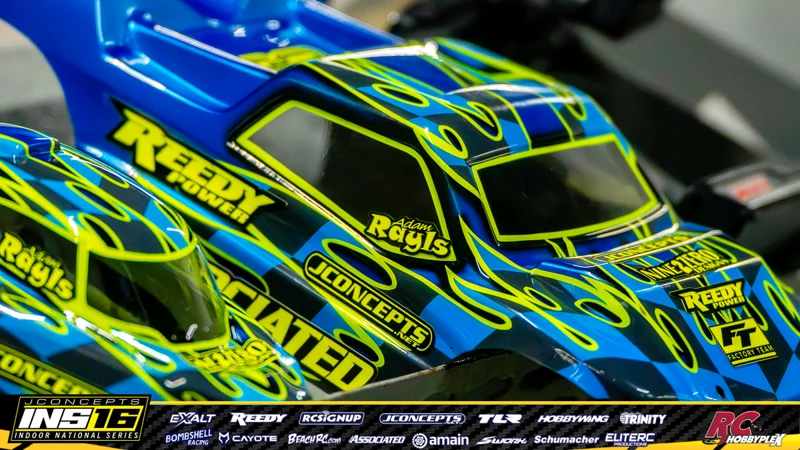 Adam Rayls's Team Associated RC car at the JConcepts INS16 Hoosier Hobbyplex Finals