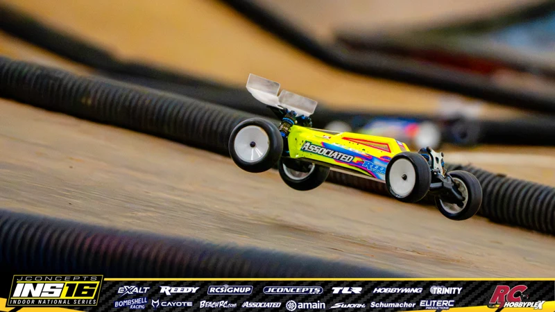 Alex Vanderbeek's Team Associated RC car at the JConcepts INS16 Hoosier Hobbyplex Finals