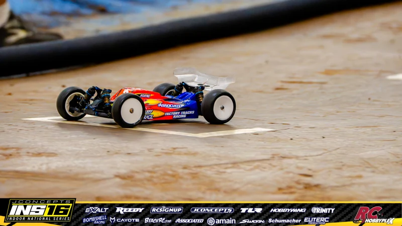 Allen Horne's Team Associated RC car at the JConcepts INS16 Hoosier Hobbyplex Finals