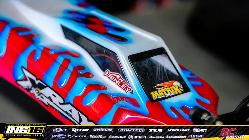 Alton Henley's XRAY RC car at the JConcepts INS16 Hoosier Hobbyplex Finals