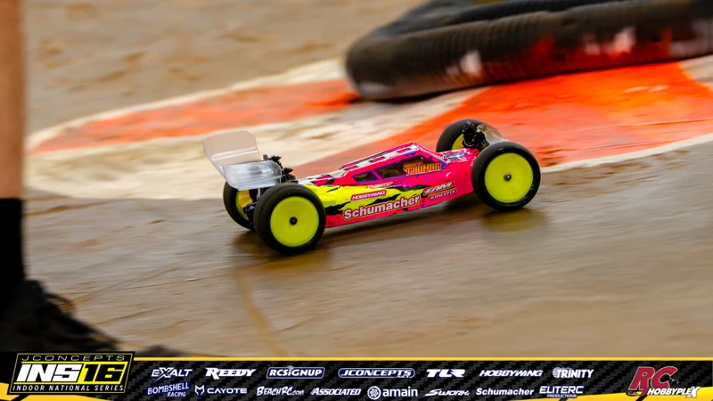 Andrew Thomas's Schumacher RC car at the JConcepts INS16 Hoosier Hobbyplex Finals