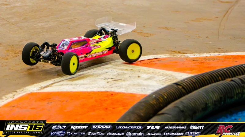 Andrew Thomas's Schumacher RC car at the JConcepts INS16 Hoosier Hobbyplex Finals