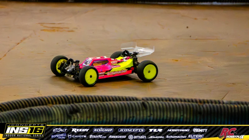 Andrew Thomas's Schumacher RC car at the JConcepts INS16 Hoosier Hobbyplex Finals