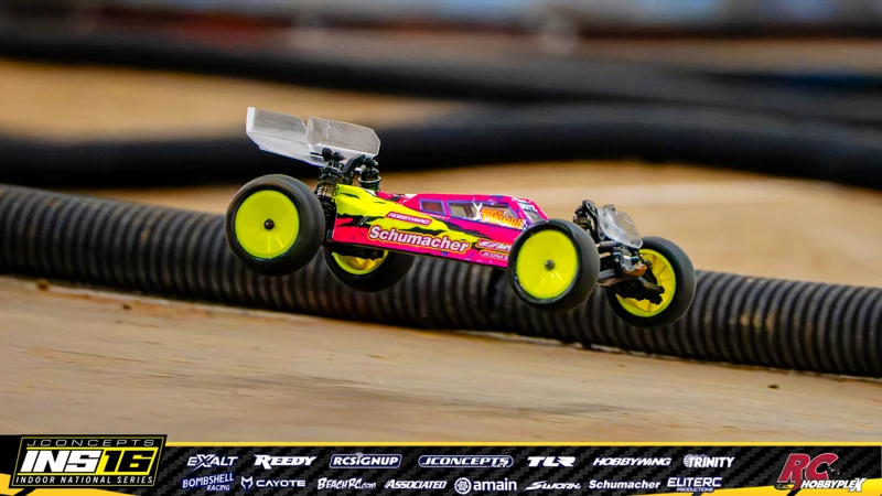 Andrew Thomas's Schumacher RC car at the JConcepts INS16 Hoosier Hobbyplex Finals