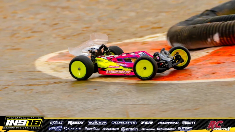 Andrew Thomas's Schumacher RC car at the JConcepts INS16 Hoosier Hobbyplex Finals