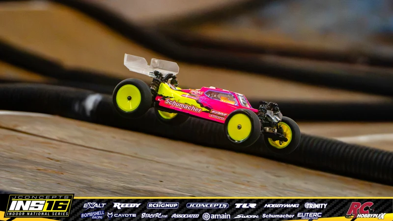 Andrew Thomas's Schumacher RC car at the JConcepts INS16 Hoosier Hobbyplex Finals