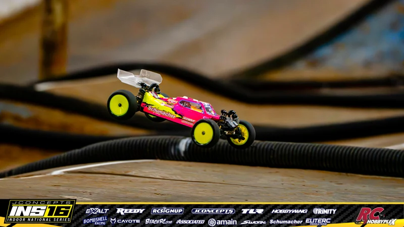 Andrew Thomas's Schumacher RC car at the JConcepts INS16 Hoosier Hobbyplex Finals