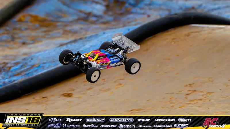 Benjamin Decker's XRAY RC car at the JConcepts INS16 Hoosier Hobbyplex Finals