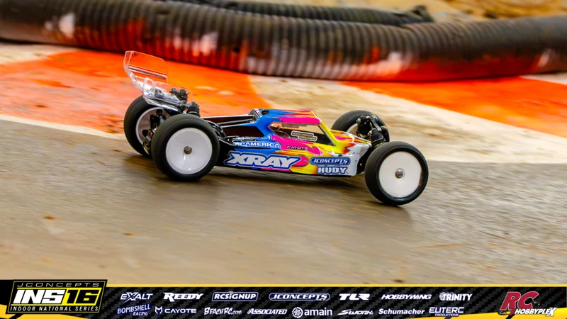 Benjamin Decker's XRAY RC car at the JConcepts INS16 Hoosier Hobbyplex Finals