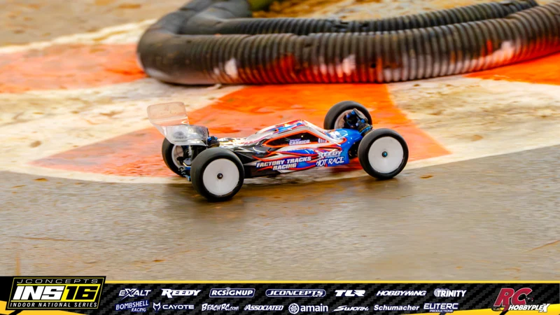 Brady Carrico's Team Associated RC car at the JConcepts INS16 Hoosier Hobbyplex Finals