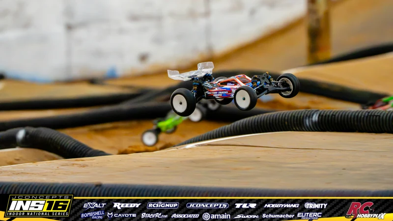 Brady Carrico's Team Associated RC car at the JConcepts INS16 Hoosier Hobbyplex Finals