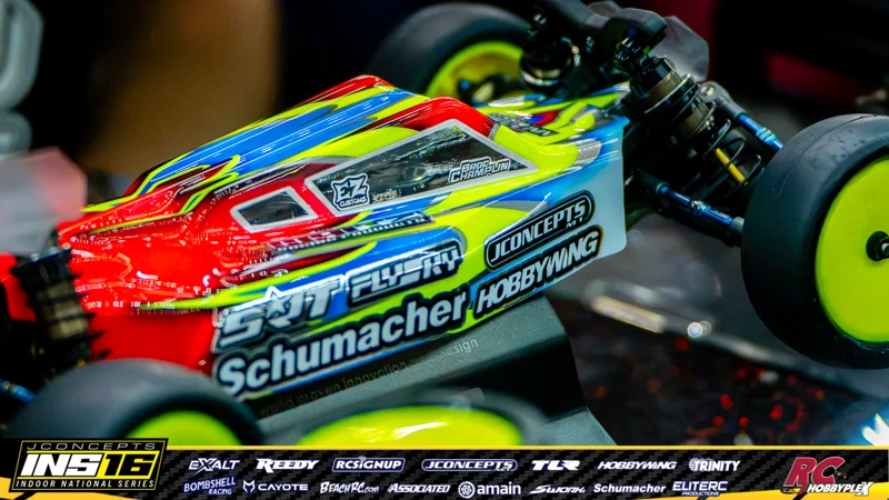 Broc Champlin's Schumacher RC car at the JConcepts INS16 Hoosier Hobbyplex Finals
