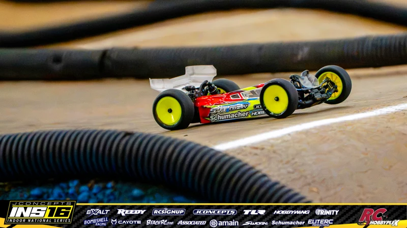Broc Champlin's Schumacher RC car at the JConcepts INS16 Hoosier Hobbyplex Finals