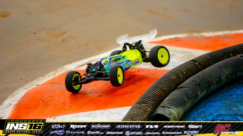 Brody Treharne's Schumacher RC car at the JConcepts INS16 Hoosier Hobbyplex Finals