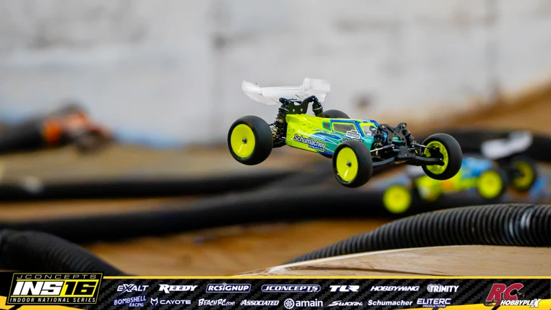 Brody Treharne's Schumacher RC car at the JConcepts INS16 Hoosier Hobbyplex Finals