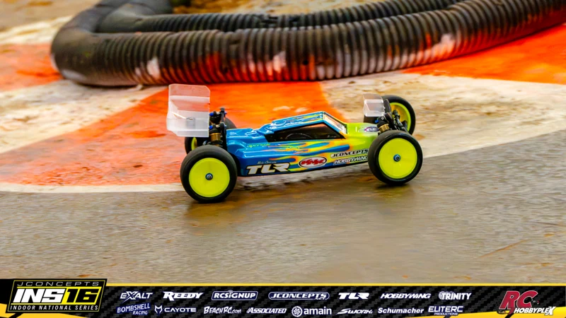 Bryson Furnish's TLR RC car at the JConcepts INS16 Hoosier Hobbyplex Finals