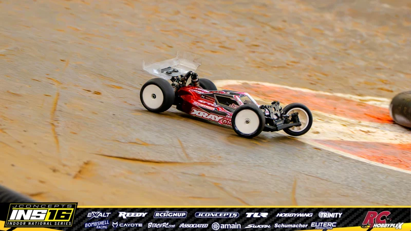 Chase Lemieux's XRAY RC car at the JConcepts INS16 Hoosier Hobbyplex Finals