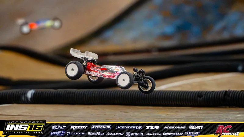 Chase Lemieux's XRAY RC car at the JConcepts INS16 Hoosier Hobbyplex Finals