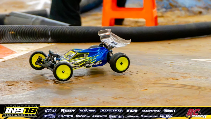 Cody Ervin's Team Associated RC car at the JConcepts INS16 Hoosier Hobbyplex Finals