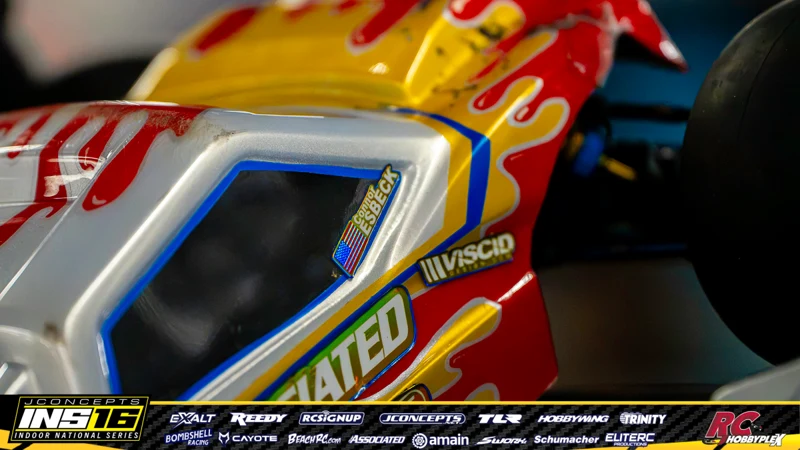 Connor Esbeck's Team Associated RC car at the JConcepts INS16 Hoosier Hobbyplex Finals