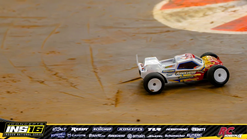 Connor Esbeck's Team Associated RC car at the JConcepts INS16 Hoosier Hobbyplex Finals