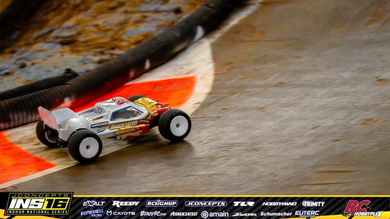 Connor Esbeck's Team Associated RC car at the JConcepts INS16 Hoosier Hobbyplex Finals