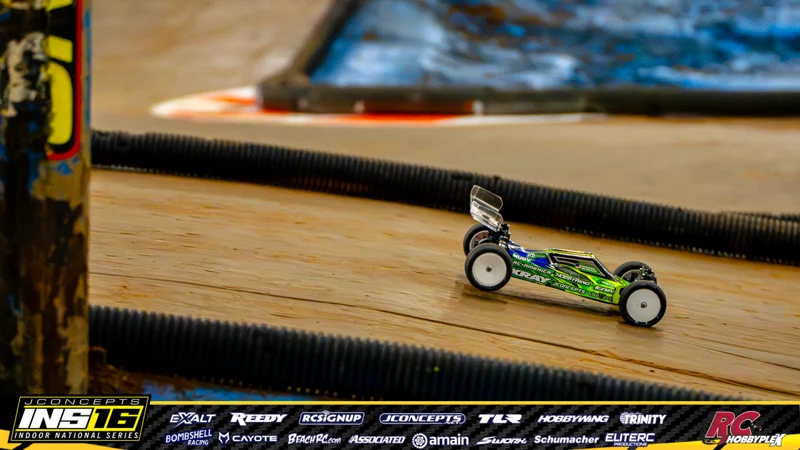 Daigan Bledsoe's XRAY RC car at the JConcepts INS16 Hoosier Hobbyplex Finals
