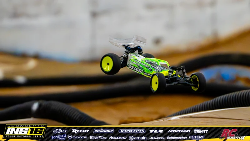 Davey Batta's Team Associated RC car at the JConcepts INS16 Hoosier Hobbyplex Finals