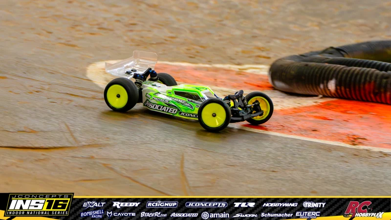 Davey Batta's Team Associated RC car at the JConcepts INS16 Hoosier Hobbyplex Finals