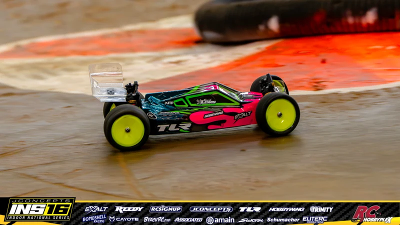 Derek Lewis's TLR RC car at the JConcepts INS16 Hoosier Hobbyplex Finals