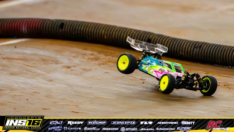 Derek Lewis's TLR RC car at the JConcepts INS16 Hoosier Hobbyplex Finals