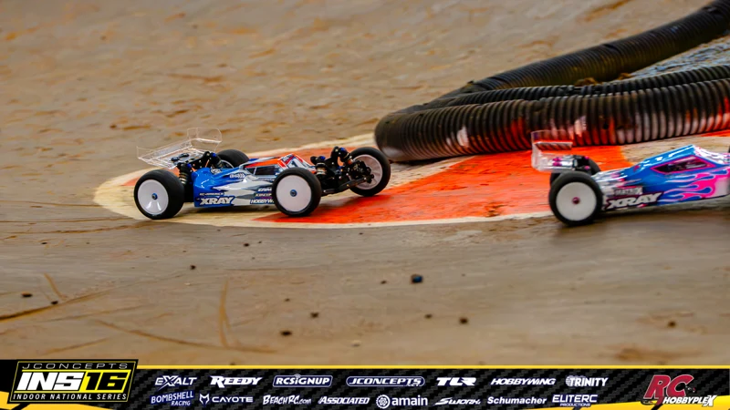 Dustin Fox's XRAY RC car at the JConcepts INS16 Hoosier Hobbyplex Finals