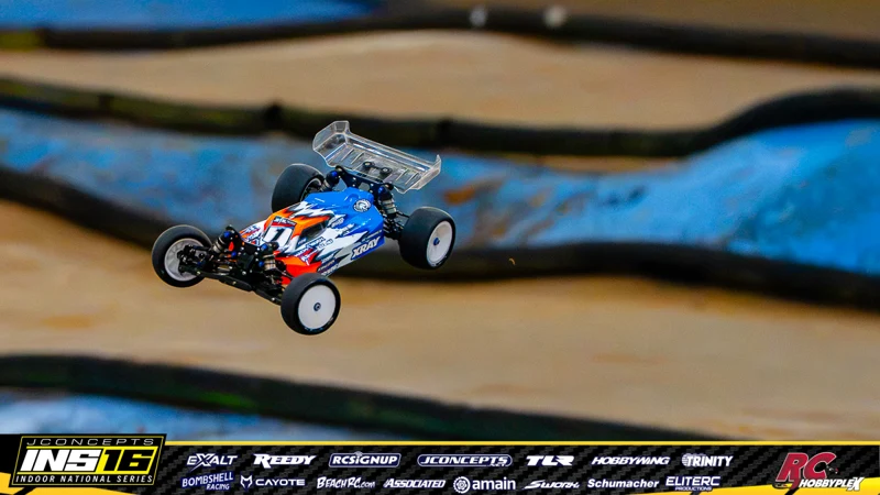 Dustin Fox's XRAY RC car at the JConcepts INS16 Hoosier Hobbyplex Finals