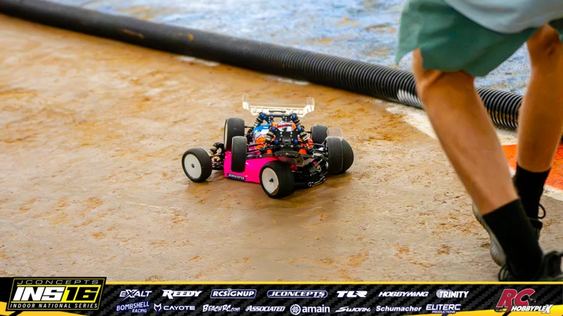 Dustin Fox's XRAY RC car at the JConcepts INS16 Hoosier Hobbyplex Finals