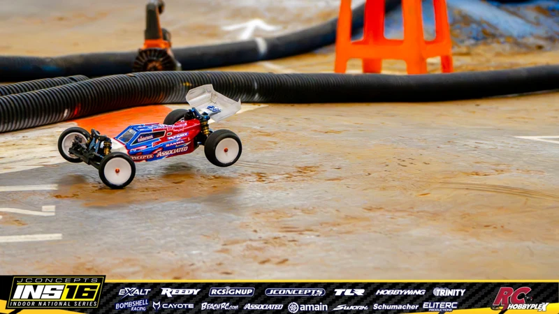 Eli Vanderbeek's Team Associated RC car at the JConcepts INS16 Hoosier Hobbyplex Finals