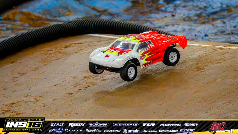 Ethan Maki's Team Associated RC car at the JConcepts INS16 Hoosier Hobbyplex Finals