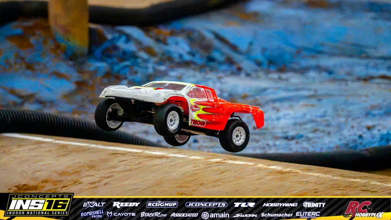 Ethan Maki's Team Associated RC car at the JConcepts INS16 Hoosier Hobbyplex Finals