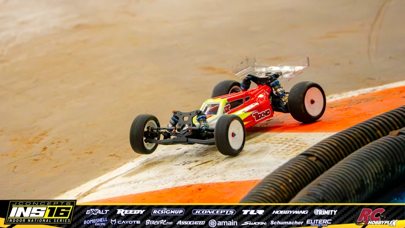 Ethan Maki's Team Associated RC car at the JConcepts INS16 Hoosier Hobbyplex Finals