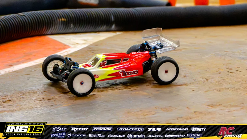 Ethan Maki's Team Associated RC car at the JConcepts INS16 Hoosier Hobbyplex Finals