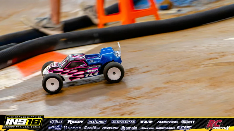 Evan Ciresi's TLR RC car at the JConcepts INS16 Hoosier Hobbyplex Finals