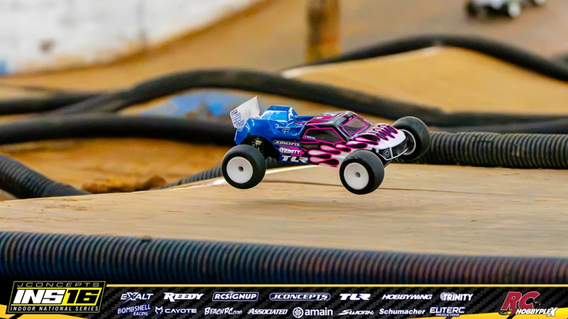 Evan Ciresi's TLR RC car at the JConcepts INS16 Hoosier Hobbyplex Finals