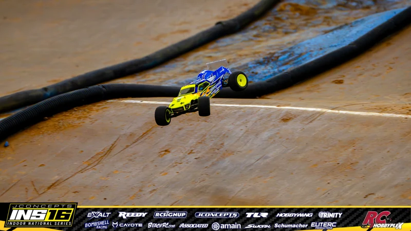 Evan Cook's Team Associated RC car at the JConcepts INS16 Hoosier Hobbyplex Finals